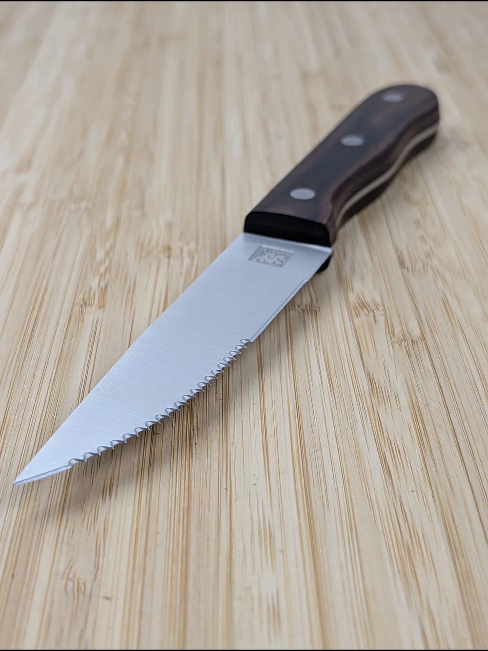 ZWILLING Serrated Steakhouse Steak Knife - Brown Wood Handle, Stainless Blade